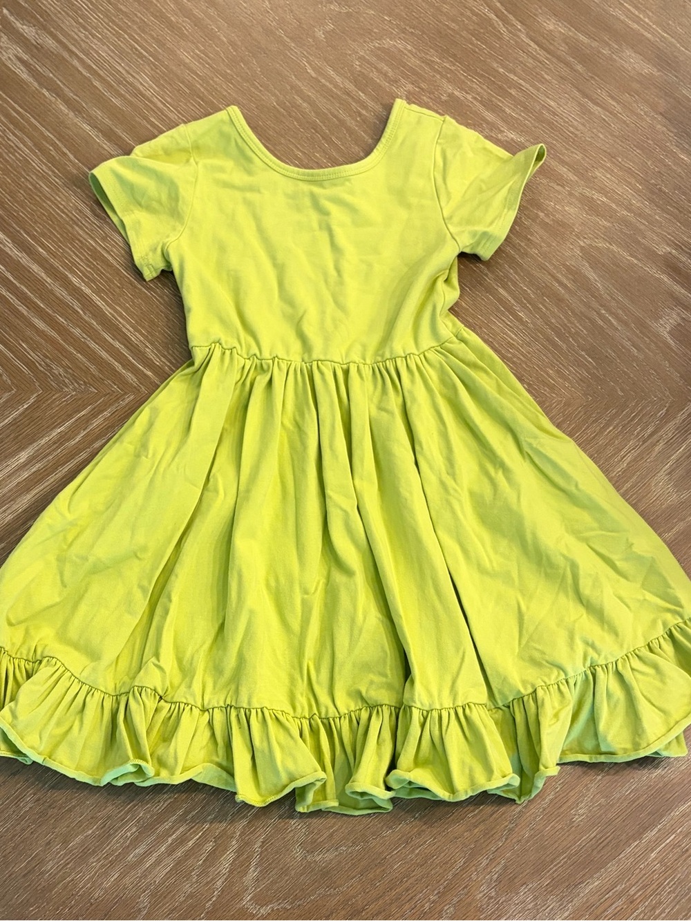 Little Stockings Girlhood Ruffle Dress in Lime Green